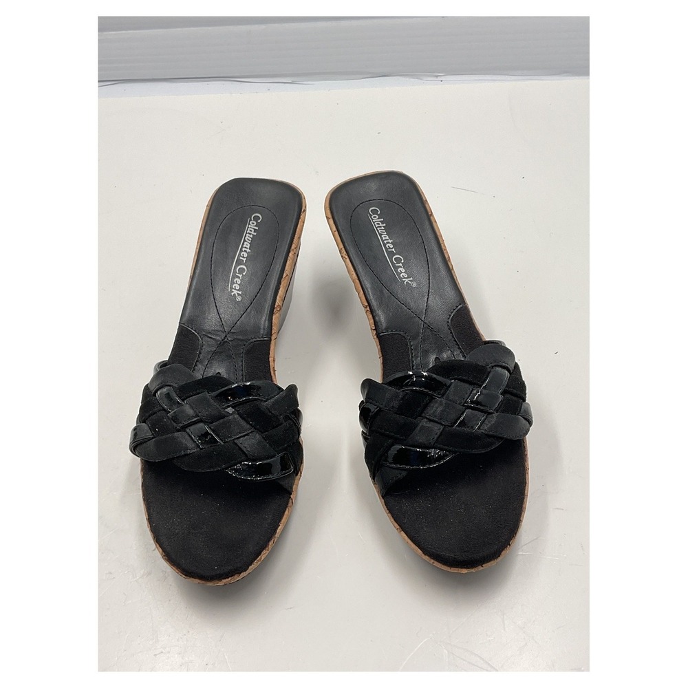 Coldwater‎ Creek Women's Black Woven Slide Sandals Size 8